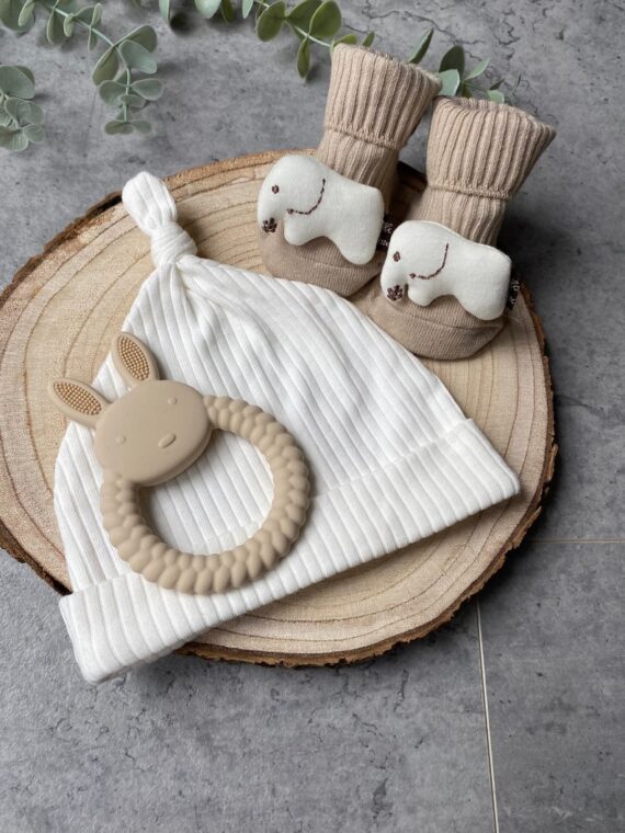 Teething Ring Letter Box Set (Elephant Socks)