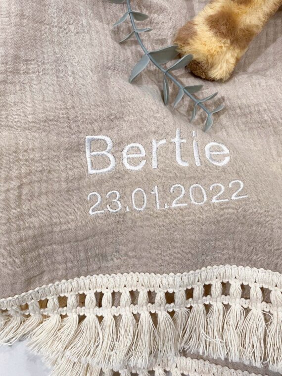 Personalised Embroidered Muslin Blanket